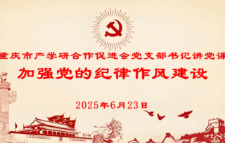 2025年6月23日上午，市产学研促进会党支部书记陈洁以“加强党的纪律作风建设”为题，为支部党员及秘书处全体人员讲授专题党课。